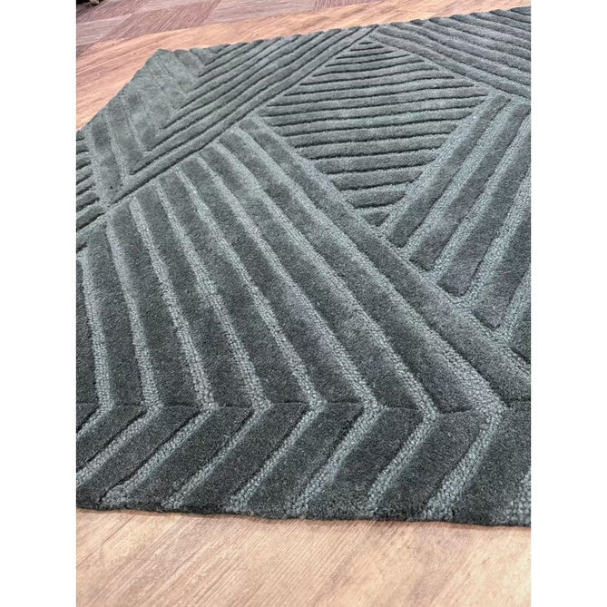 Hague Modern Plain Geometric Hand-Carved Hi-Low 3D Ridged Cut & Loop Pile Textured Wool Teal Rug-Asiatic Carpets-Rug Love - The Most Loved Rug Store