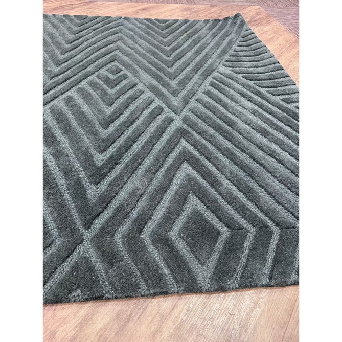 Hague Modern Plain Geometric Hand-Carved Hi-Low 3D Ridged Cut & Loop Pile Textured Wool Teal Rug-Asiatic Carpets-Rug Love - The Most Loved Rug Store