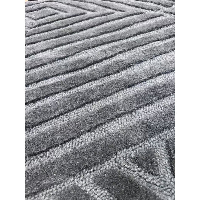 Hague Modern Plain Geometric Hand-Carved Hi-Low 3D Ridged Cut & Loop Pile Textured Wool Teal Rug-Asiatic Carpets-Rug Love - The Most Loved Rug Store