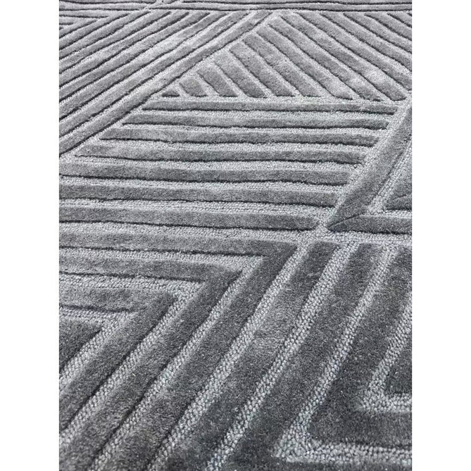 Hague Modern Plain Geometric Hand-Carved Hi-Low 3D Ridged Cut & Loop Pile Textured Wool Teal Rug-Asiatic Carpets-Rug Love - The Most Loved Rug Store