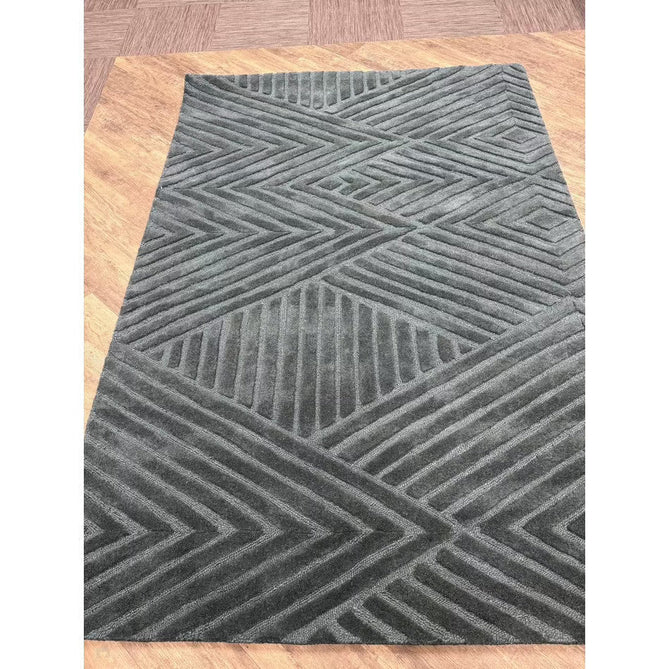 Hague Modern Plain Geometric Hand-Carved Hi-Low 3D Ridged Cut & Loop Pile Textured Wool Teal Rug-Asiatic Carpets-Rug Love - The Most Loved Rug Store