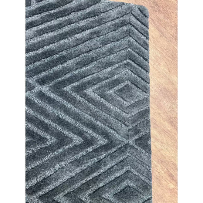 Hague Modern Plain Geometric Hand-Carved Hi-Low 3D Ridged Cut & Loop Pile Textured Wool Teal Rug-Asiatic Carpets-Rug Love - The Most Loved Rug Store