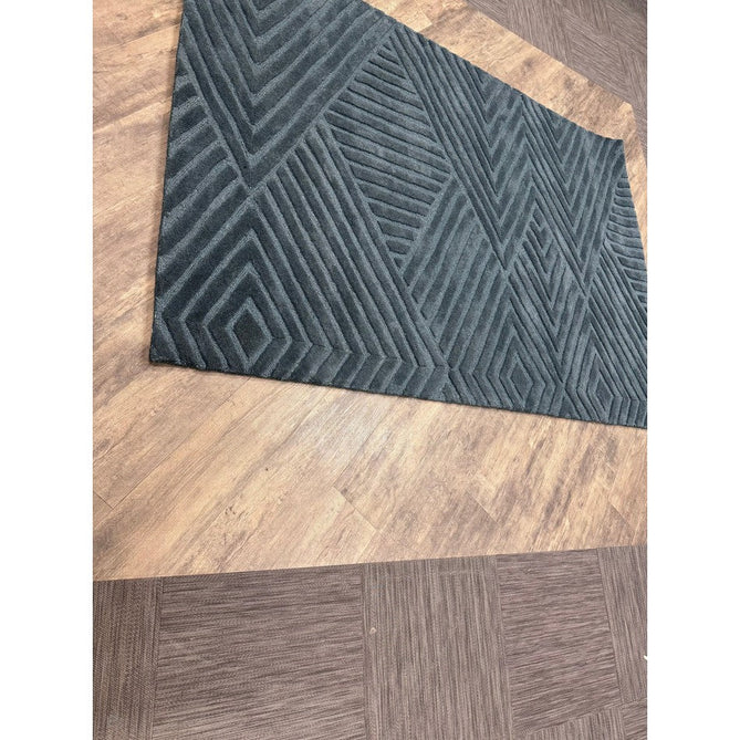 Hague Modern Plain Geometric Hand-Carved Hi-Low 3D Ridged Cut & Loop Pile Textured Wool Teal Rug-Asiatic Carpets-Rug Love - The Most Loved Rug Store