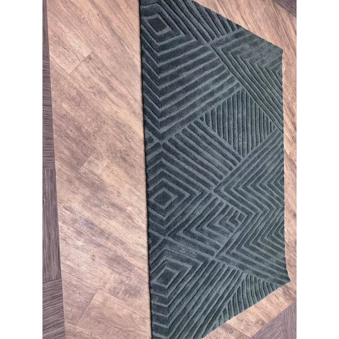 Hague Modern Plain Geometric Hand-Carved Hi-Low 3D Ridged Cut & Loop Pile Textured Wool Teal Rug-Asiatic Carpets-Rug Love - The Most Loved Rug Store