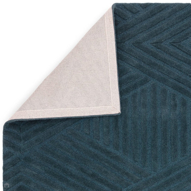 Hague Modern Plain Geometric Hand-Carved Hi-Low 3D Ridged Cut & Loop Pile Textured Wool Teal Rug-Asiatic Carpets-Rug Love - The Most Loved Rug Store