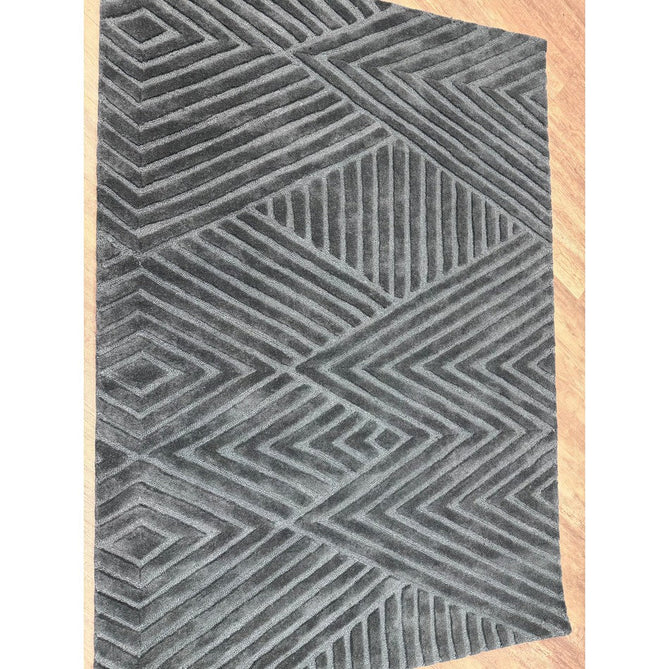 Hague Modern Plain Geometric Hand-Carved Hi-Low 3D Ridged Cut & Loop Pile Textured Wool Teal Rug-Asiatic Carpets-Rug Love - The Most Loved Rug Store