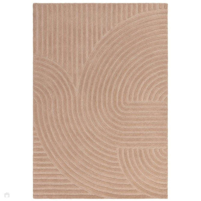 Hague Modern Plain Geometric Hand-Carved Hi-Low 3D Ridged Cut & Loop Textured Wool Blush Rug-Asiatic Carpets-Rug Love - The Most Loved Rug Store