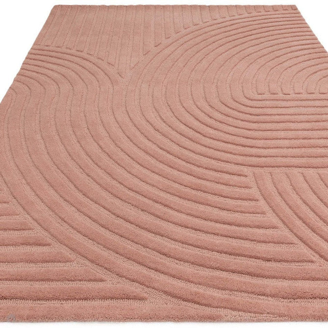 Hague Modern Plain Geometric Hand-Carved Hi-Low 3D Ridged Cut & Loop Textured Wool Blush Rug-Asiatic Carpets-Rug Love - The Most Loved Rug Store