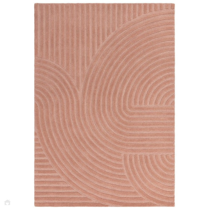 Hague Modern Plain Geometric Hand-Carved Hi-Low 3D Ridged Cut & Loop Textured Wool Blush Rug-Asiatic Carpets-Rug Love - The Most Loved Rug Store