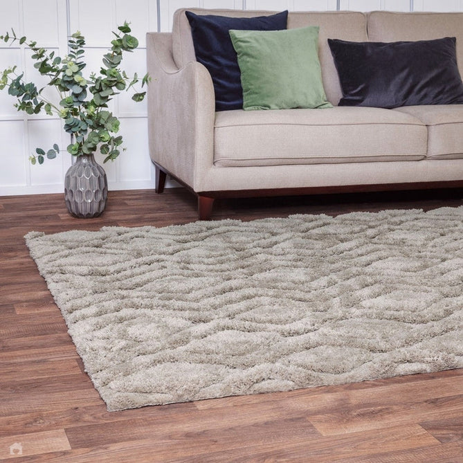 Harrison Modern Plain Hand-Carved Geometric Hi-Low Plush Soft Polyester Boho Shaggy Greige Rug-Asiatic Carpets-Rug Love - The Most Loved Rug Store