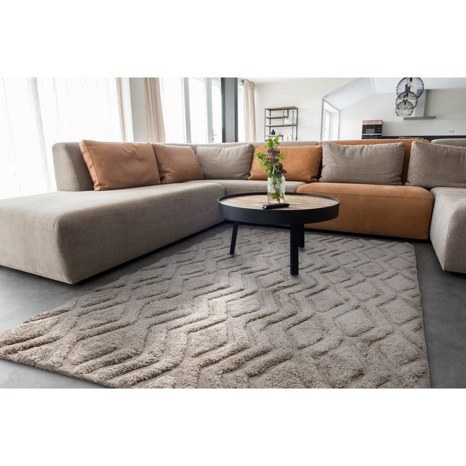 Harrison Modern Plain Hand-Carved Geometric Hi-Low Plush Soft Polyester Boho Shaggy Greige Rug-Asiatic Carpets-Rug Love - The Most Loved Rug Store