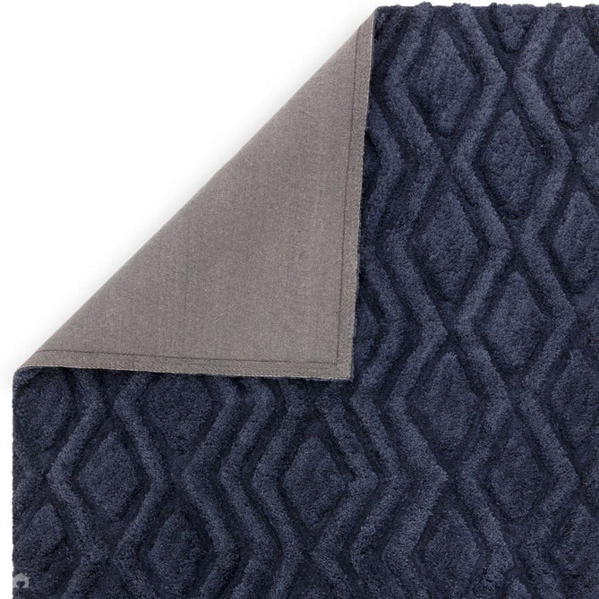 Harrison Modern Plain Hand-Carved Geometric Hi-Low Plush Soft Polyester Boho Shaggy Navy Rug-Asiatic Carpets-Rug Love - The Most Loved Rug Store