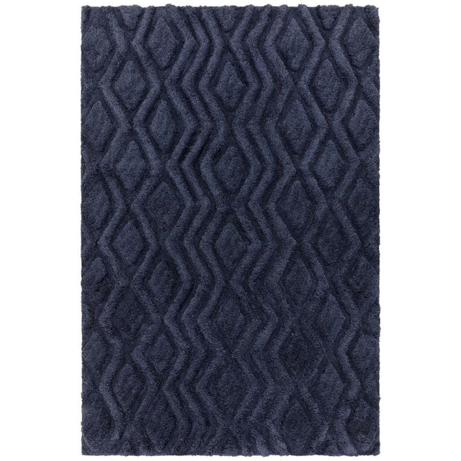 Harrison Modern Plain Hand-Carved Geometric Hi-Low Plush Soft Polyester Boho Shaggy Navy Rug-Asiatic Carpets-Rug Love - The Most Loved Rug Store