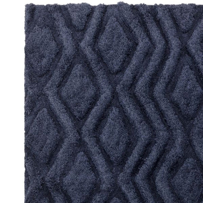 Harrison Modern Plain Hand-Carved Geometric Hi-Low Plush Soft Polyester Boho Shaggy Navy Rug-Asiatic Carpets-Rug Love - The Most Loved Rug Store