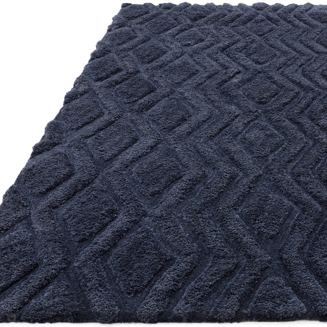 Harrison Modern Plain Hand-Carved Geometric Hi-Low Plush Soft Polyester Boho Shaggy Navy Rug-Asiatic Carpets-Rug Love - The Most Loved Rug Store