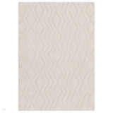 Harrison Modern Plain Hand-Carved Geometric Hi-Low Plush Soft Polyester Boho Shaggy Off White Rug 200 x 290 cm