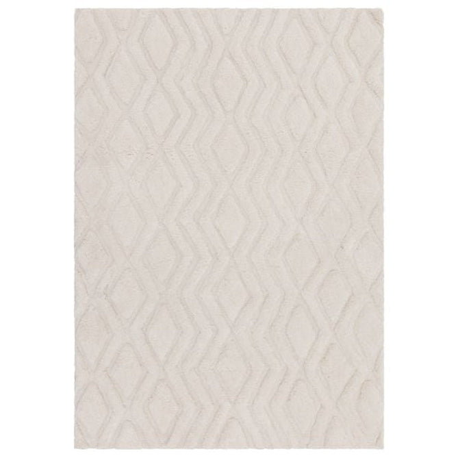 Harrison Modern Plain Hand-Carved Geometric Hi-Low Plush Soft Polyester Boho Shaggy Off White Rug-Asiatic Carpets-Rug Love - The Most Loved Rug Store