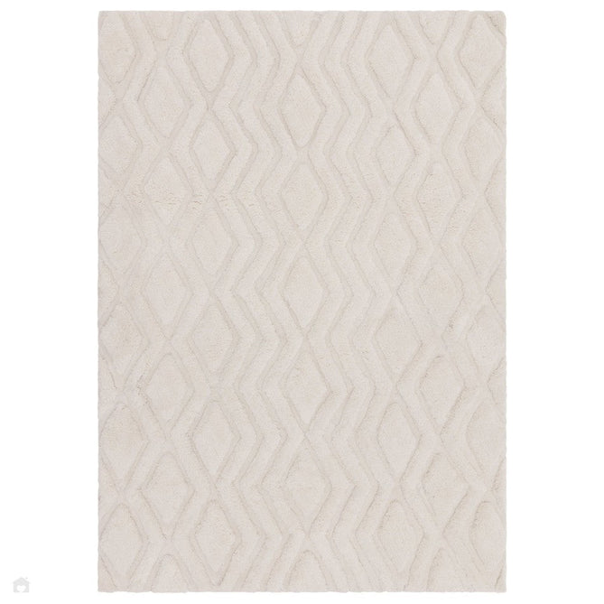 Harrison Modern Plain Hand-Carved Geometric Hi-Low Plush Soft Polyester Boho Shaggy Off White Rug-Asiatic Carpets-Rug Love - The Most Loved Rug Store