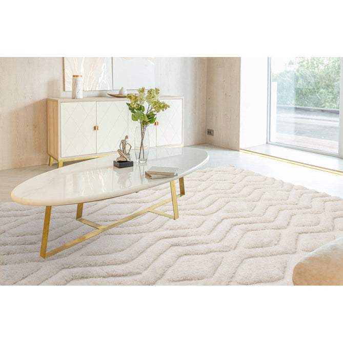 Harrison Modern Plain Hand-Carved Geometric Hi-Low Plush Soft Polyester Boho Shaggy Off White Rug-Asiatic Carpets-Rug Love - The Most Loved Rug Store