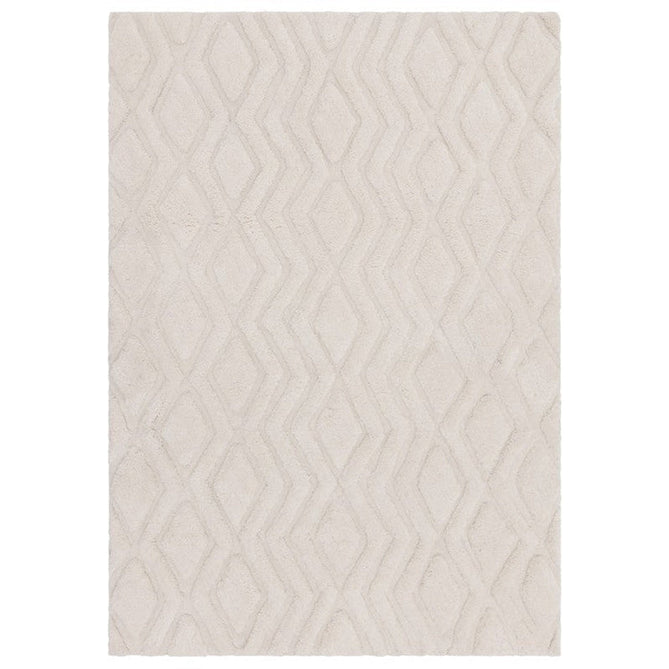 Harrison Modern Plain Hand-Carved Geometric Hi-Low Plush Soft Polyester Boho Shaggy Off White Rug-Asiatic Carpets-Rug Love - The Most Loved Rug Store