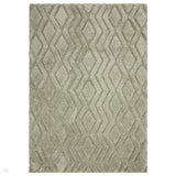 Harrison Modern Plain Hand-Carved Geometric Hi-Low Plush Soft Polyester Boho Shaggy Sage Green Rug 160x230cm