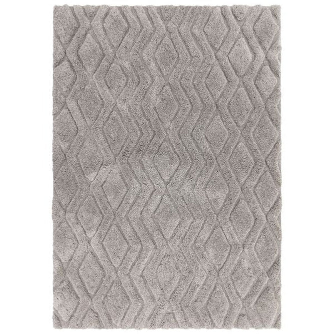 Harrison Modern Plain Hand-Carved Geometric Hi-Low Plush Soft Polyester Boho Shaggy Silver Rug-Asiatic Carpets-Rug Love - The Most Loved Rug Store