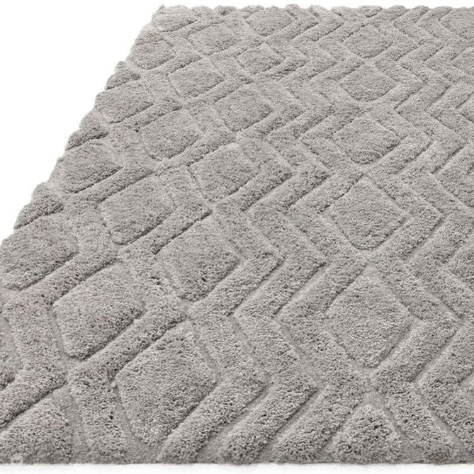 Harrison Modern Plain Hand-Carved Geometric Hi-Low Plush Soft Polyester Boho Shaggy Silver Rug-Asiatic Carpets-Rug Love - The Most Loved Rug Store