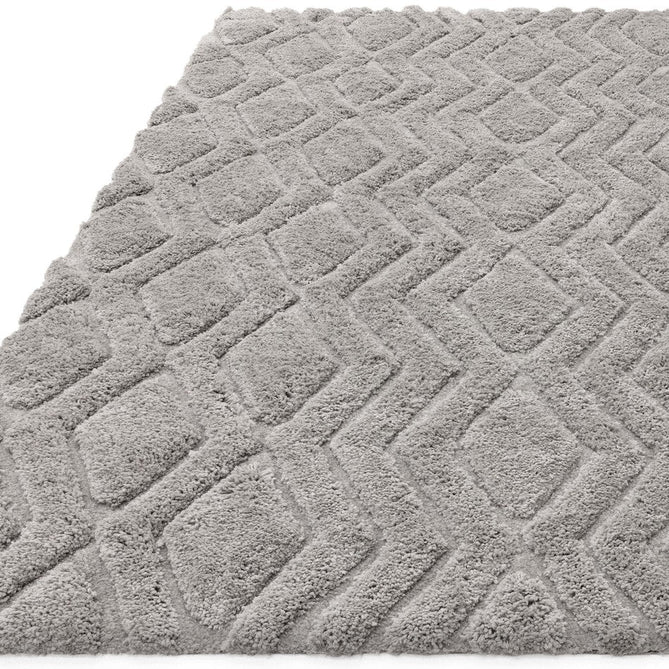 Harrison Modern Plain Hand-Carved Geometric Hi-Low Plush Soft Polyester Boho Shaggy Silver Rug-Asiatic Carpets-Rug Love - The Most Loved Rug Store