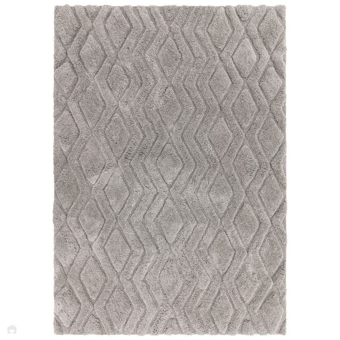 Harrison Modern Plain Hand-Carved Geometric Hi-Low Plush Soft Polyester Boho Shaggy Silver Rug-Asiatic Carpets-Rug Love - The Most Loved Rug Store