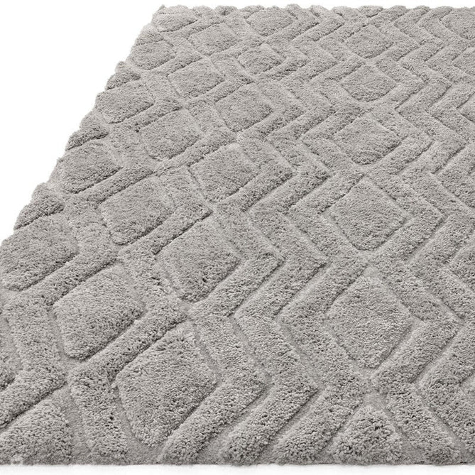 Harrison Modern Plain Hand-Carved Geometric Hi-Low Plush Soft Polyester Boho Shaggy Silver Rug-Asiatic Carpets-Rug Love - The Most Loved Rug Store