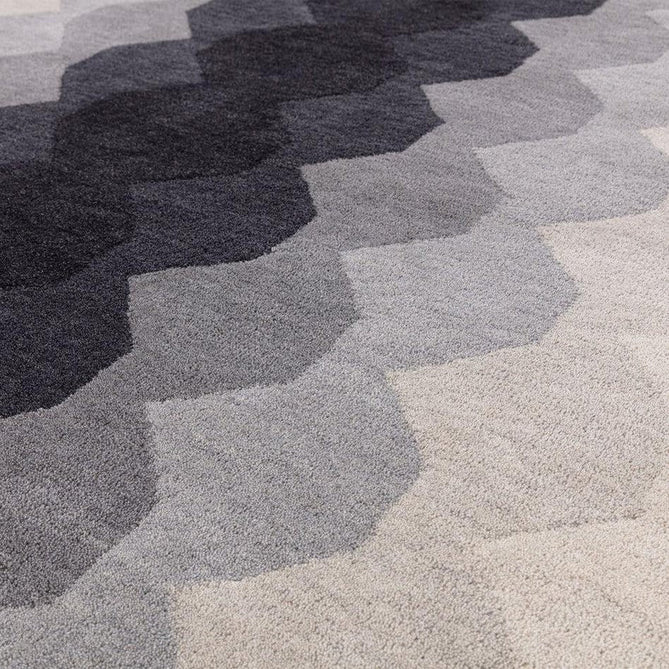 Hive Modern Geometric Hexagonal Ombre Gradient Hand-Woven Wool Charcoal Grey Rug-Asiatic Carpets-Rug Love - The Most Loved Rug Store