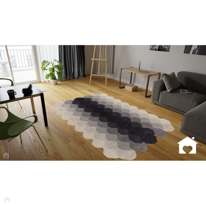 Hive Modern Geometric Hexagonal Ombre Gradient Hand-Woven Wool Charcoal Grey Rug-Asiatic Carpets-Rug Love - The Most Loved Rug Store