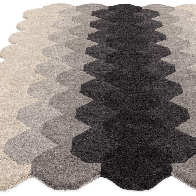 Hive Modern Geometric Hexagonal Ombre Gradient Hand-Woven Wool Charcoal Grey Rug-Asiatic Carpets-Rug Love - The Most Loved Rug Store