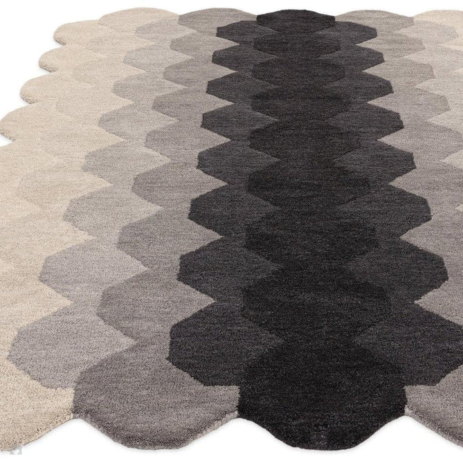 Hive Modern Geometric Hexagonal Ombre Gradient Hand-Woven Wool Charcoal Grey Runner-Asiatic Carpets-Rug Love - The Most Loved Rug Store