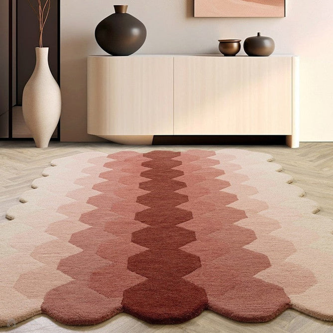 Hive Modern Geometric Hexagonal Ombre Gradient Hand-Woven Wool Pink Rug 160 x 230 cm-Shop Returns-Rug Love - The Most Loved Rug Store