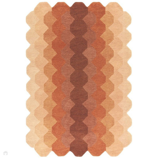 Hive Modern Geometric Hexagonal Ombre Gradient Hand-Woven Wool Rust Rug-Asiatic Carpets-Rug Love - The Most Loved Rug Store