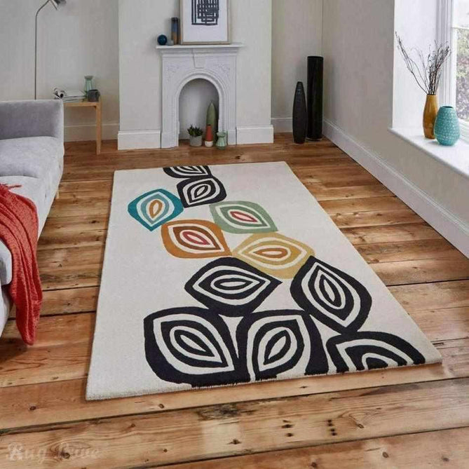 Inaluxe Modern Abstract Designer Wool Colour Fall IX05 Beige/Black/Multicolour Rug-Think Rugs-Rug Love - The Most Loved Rug Store