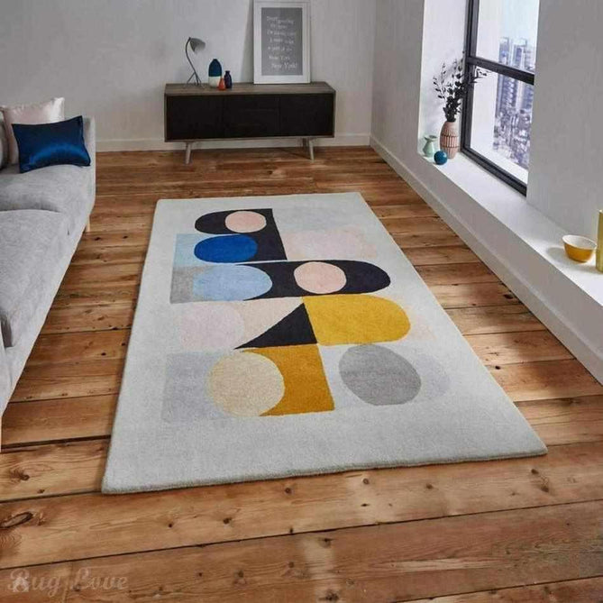 Inaluxe Modern Abstract Designer Wool Jazz Flute IX08 Grey/Black/Yellow/Pink/Multicolour Rug-Think Rugs-Rug Love - The Most Loved Rug Store