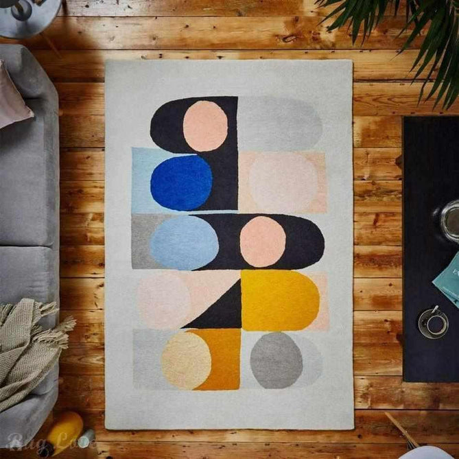 Inaluxe Modern Abstract Designer Wool Jazz Flute IX08 Grey/Black/Yellow/Pink/Multicolour Rug-Think Rugs-Rug Love - The Most Loved Rug Store