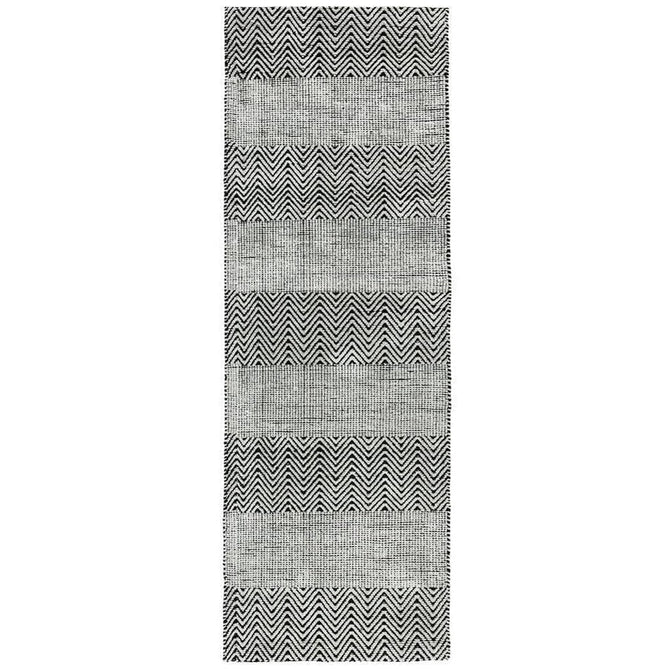 Ives Modern Geometric Chevron Zigzag Hand-Woven Jute&Cotton Durable Textured Soft-Touch Flatweave Grey Runner-Asiatic Carpets-Rug Love - The Most Loved Rug Store