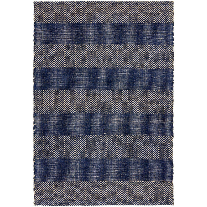 Ives Modern Geometric Chevron Zigzag Hand-Woven Jute&Cotton Durable Textured Soft-Touch Flatweave Navy Blue Runner-Asiatic Carpets-Rug Love - The Most Loved Rug Store