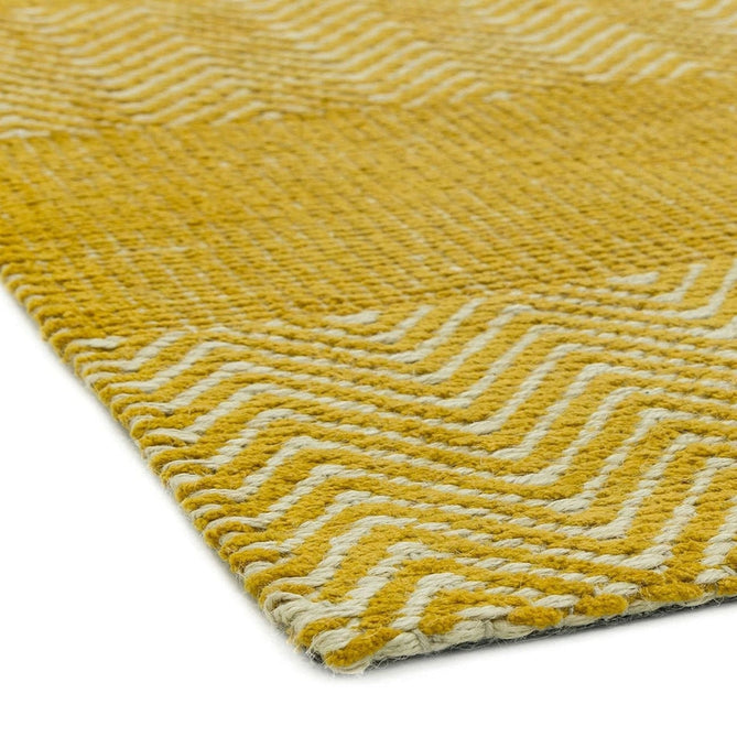 Ives Modern Geometric Chevron Zigzag Hand-Woven Jute&Cotton Durable Textured Soft-Touch Flatweave Yellow Rug-Asiatic Carpets-Rug Love - The Most Loved Rug Store