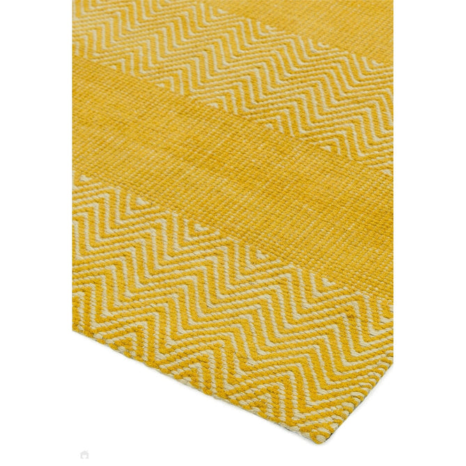 Ives Modern Geometric Chevron Zigzag Hand-Woven Jute&Cotton Durable Textured Soft-Touch Flatweave Yellow Rug-Asiatic Carpets-Rug Love - The Most Loved Rug Store