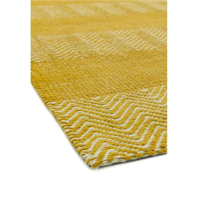 Ives Modern Geometric Chevron Zigzag Hand-Woven Jute&Cotton Durable Textured Soft-Touch Flatweave Yellow Rug-Asiatic Carpets-Rug Love - The Most Loved Rug Store