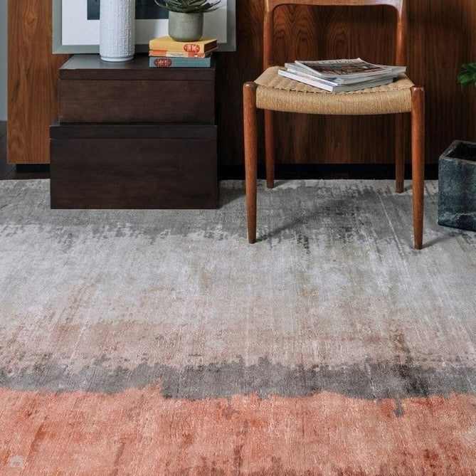 Juno Modern Abstract Tonal Ombre Hand-Woven Textured Shimmer Viscose Flatweave Ginger Orange/Rust/Beige/Charcoal Rug-Asiatic Carpets-Rug Love - The Most Loved Rug Store