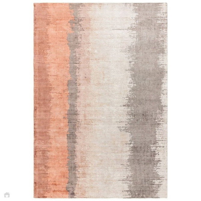 Juno Modern Abstract Tonal Ombre Hand-Woven Textured Shimmer Viscose Flatweave Ginger Orange/Rust/Beige/Charcoal Rug-Asiatic Carpets-Rug Love - The Most Loved Rug Store