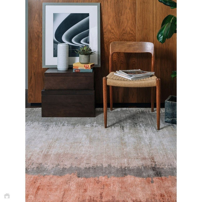 Juno Modern Abstract Tonal Ombre Hand-Woven Textured Shimmer Viscose Flatweave Ginger Orange/Rust/Beige/Charcoal Rug-Asiatic Carpets-Rug Love - The Most Loved Rug Store