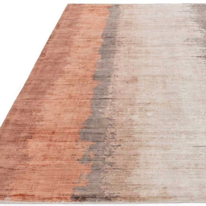 Juno Modern Abstract Tonal Ombre Hand-Woven Textured Shimmer Viscose Flatweave Ginger Orange/Rust/Beige/Charcoal Rug-Asiatic Carpets-Rug Love - The Most Loved Rug Store