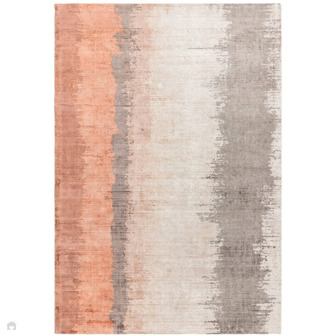 Juno Modern Abstract Tonal Ombre Hand-Woven Textured Shimmer Viscose Flatweave Ginger Orange/Rust/Beige/Charcoal Rug-Asiatic Carpets-Rug Love - The Most Loved Rug Store