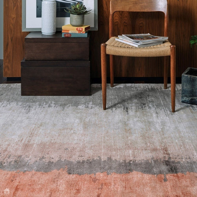 Juno Modern Abstract Tonal Ombre Hand-Woven Textured Shimmer Viscose Flatweave Ginger Orange/Rust/Beige/Charcoal Rug-Asiatic Carpets-Rug Love - The Most Loved Rug Store